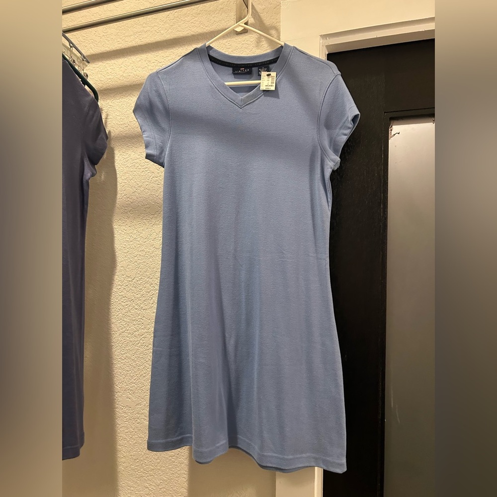 The Limited Blue A-Line V-Neck Mini Tee Shirt Dress Circa 1998 New Never Worn